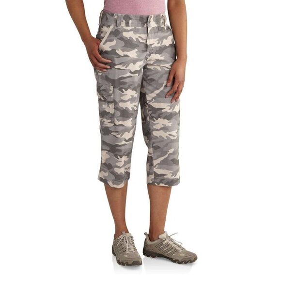 Carhartt Relaxed Fit El Paso Crop Pants Camo Gray Size 8 - Picture 1 of 7